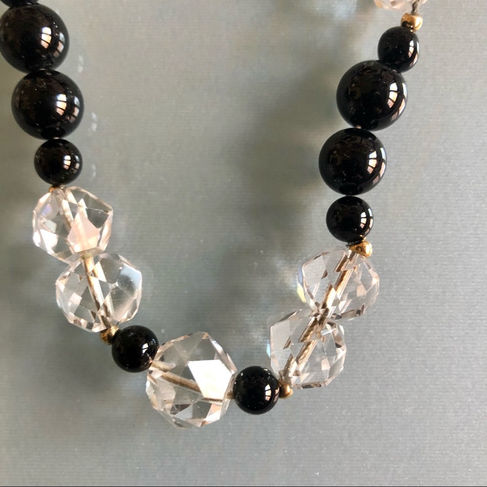 Vintage hand cut long crystal necklace